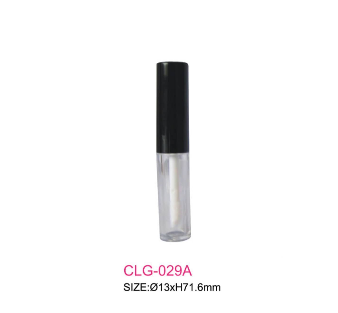 Packaging kosmetik lip gloss tabung plastik transparan tutup hitam Kode CLG-029A